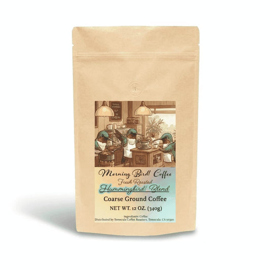 Morning, Bird! Hummingbird! Blend High Caffeine Coffee – Coarse Grind 12oz Bag | Medium Dark Roast, Premium South American Beans, French Press Perfect