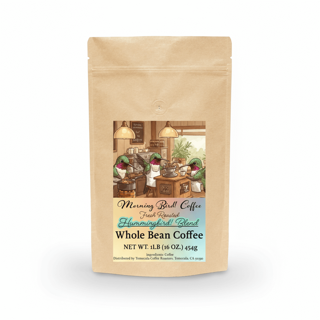 Hummingbird Blend - High Caffeine Medium Dark Roast Coffee - Morning, Bird! Coffee