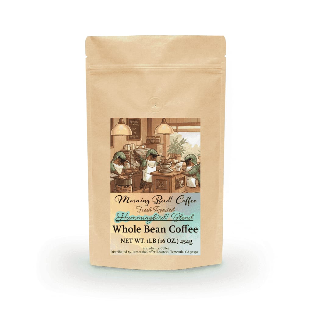 Morning, Bird! Hummingbird! Blend High Caffeine Whole Bean Coffee – 1lb Bag Premium Shot | Medium Dark Roast, Freshly Roasted Arabica, Morning, Bird! Coffee