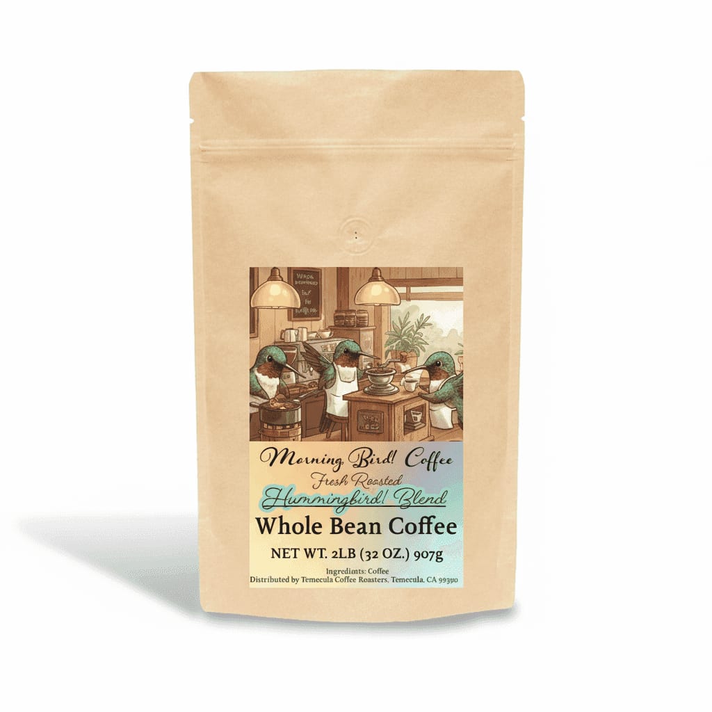 Morning, Bird! Hummingbird! Blend High Caffeine Whole Bean Coffee – 2lb Premium Bag | Medium Dark Roast, High Caffeine Whole Bean, Morning, Bird! Coffee